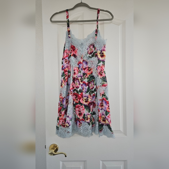 DOLCE&GABBANA Floral-print silk-blend crepe and lace dress size 10 - Picture 5 of 7